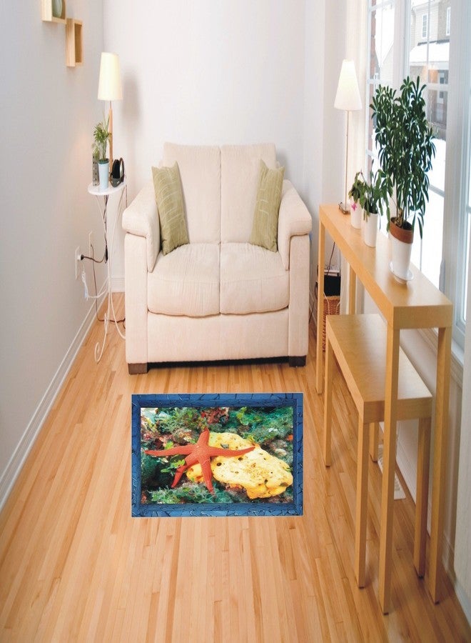 Jump up Star Fish On The Sea Level in The Tank, Floor Sticker, 3D, Peel and Stick, PVC Vinyl, Easy to use, Multicolor, Size 75 cm X 45 cm, Pack of 1, Brand Jump up - Image 4